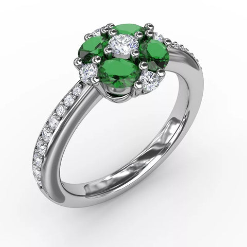 FANA Floral Emerald and Diamond Ring R1536E