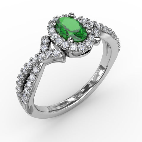 FANA Emerald and Diamond Twist Ring R1662E