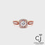 0.86ctw Cushion Halo Round Natural Diamond Engagement Ring