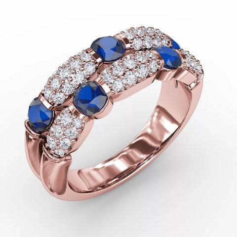 Fana Double Row Emerald and Diamond Ring 1592