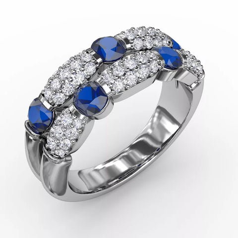 Fana Double Row Sapphire and Diamond Ring 1592