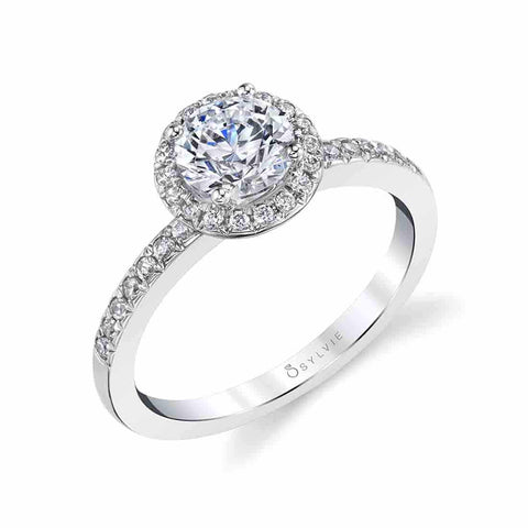 Petite Halo Engagement Ring SY691 - Chalmers Jewelers