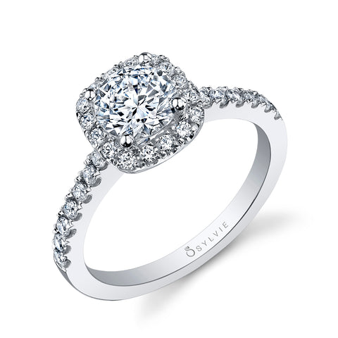 Cushion Halo Engagement Ring SY999 - RB-CH - Chalmers Jewelers