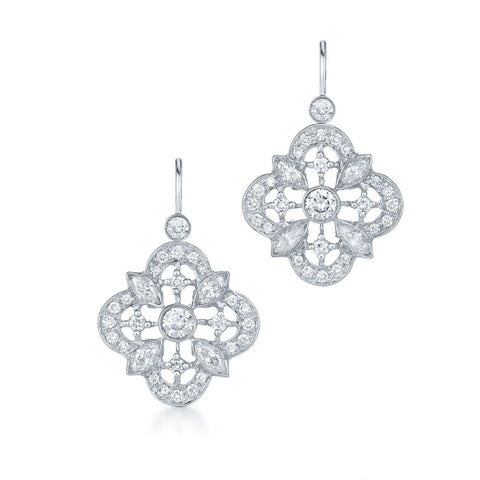 KWIAT Clover Collection Drop Earrings with Diamonds E-2040-0-DIA-18KW