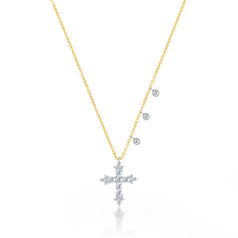 Yellow Gold Diamond Cross Necklace