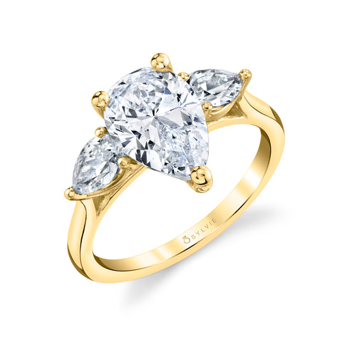 Sylvie Martine Classic Pear Three Stone Engagement Ring S3003S