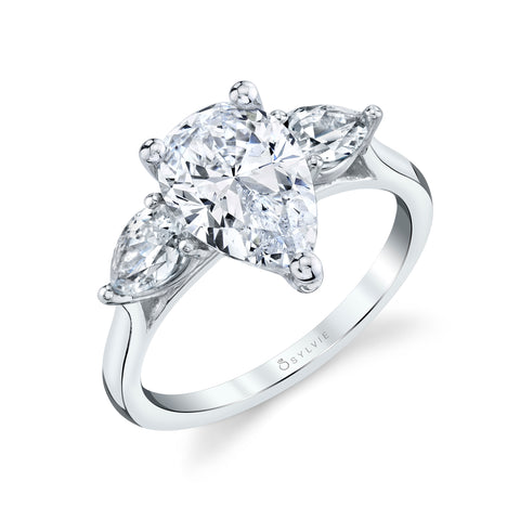 Sylvie Martine Classic Pear Three Stone Engagement Ring S3003S