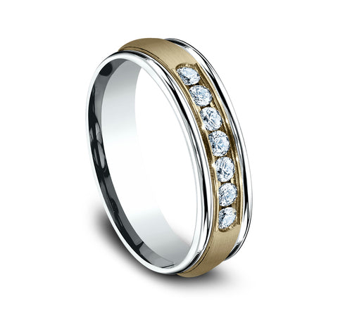 Benchmark 14k White and Yellow Gold with Diamonds 6mm Band CF176031D14KWY10