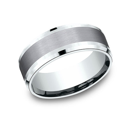 Benchmark 14k White Gold and Tantalum 8mm Band CF458010GTA14KW10