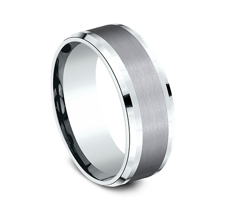 Benchmark 14k White Gold and Tantalum 8mm Band CF458010GTA14KW10