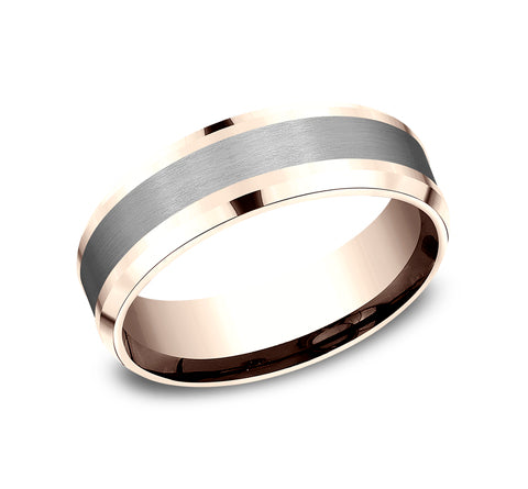 Benchmark 14k Rose Gold and Tantalum 7mm Band CF467010GTA14KR10